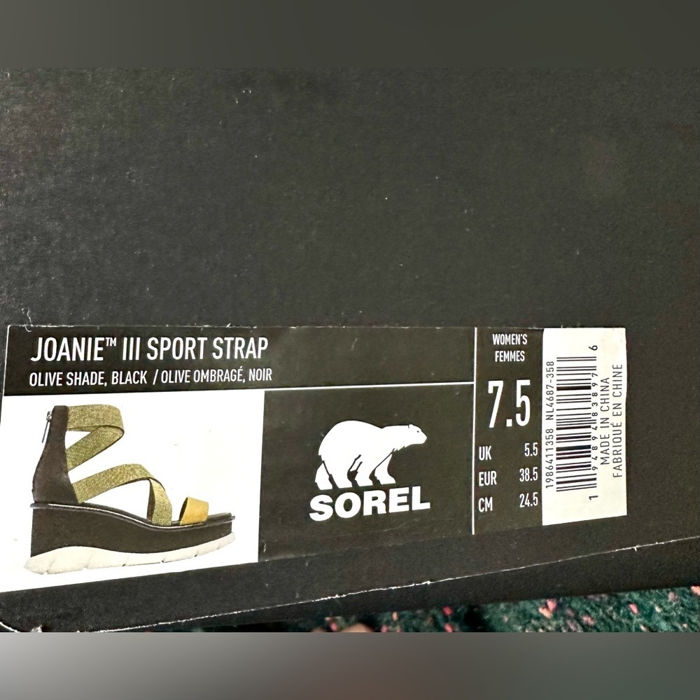 Sorel Joanie III Sport Wedge Sandals Olive NWT 7.5 Comfort Platform - Picture 2 of 14